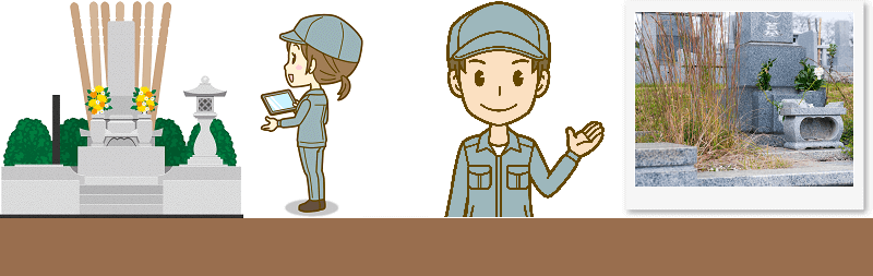 お墓の状態を撮影する